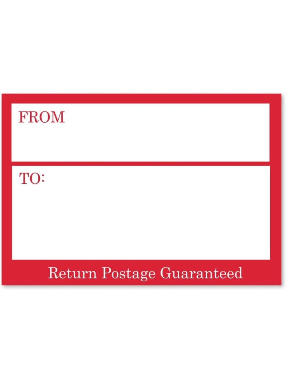 Return Postage Guaranteed Mailing Labels - 3x5 White Litho Paper, Pack of 500